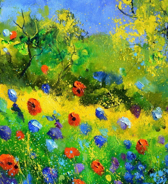 Image 1 of Rote und blaue Mohnblumen