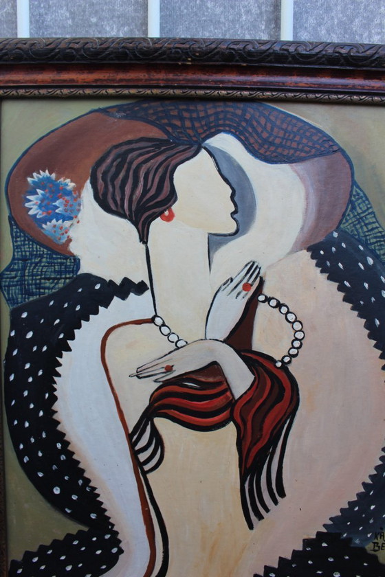 Image 1 of 1960s Midcentury Modern Expressionist Nude Oil Painting