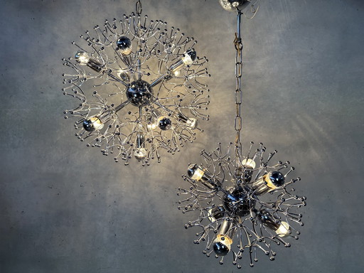 2x Vintage Sputnik 'Dandelion' Pendelleuchte