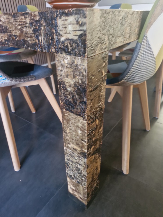 Image 1 of Esstisch mit Birkenrindenintarsien