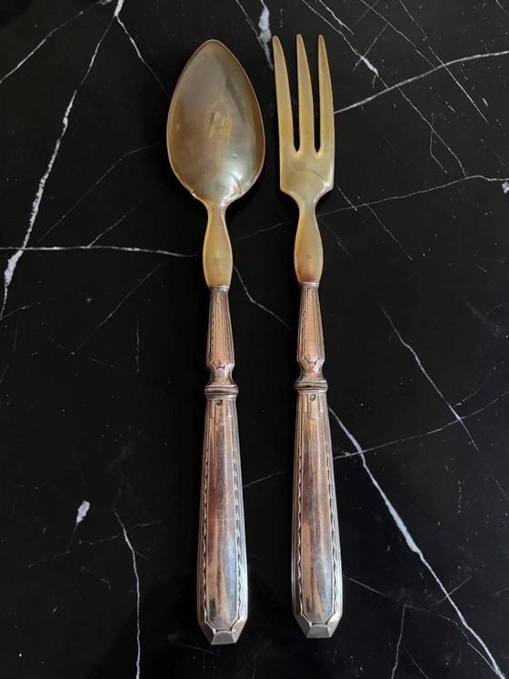 Posate da insalata in argento con punzone Minerva – Set di posate, Silver, Art Deco (photo 10 of 12)