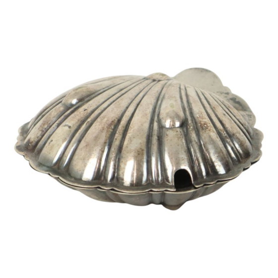Image 1 of Silver-Plated Shell Butter Dish Caviar Holder