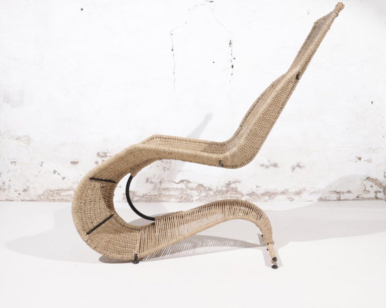 Image 1 of Tom Dixon ‘Speed’ lounge chair voor Space Design, 1990s – gevlochten touw & smeedijzer