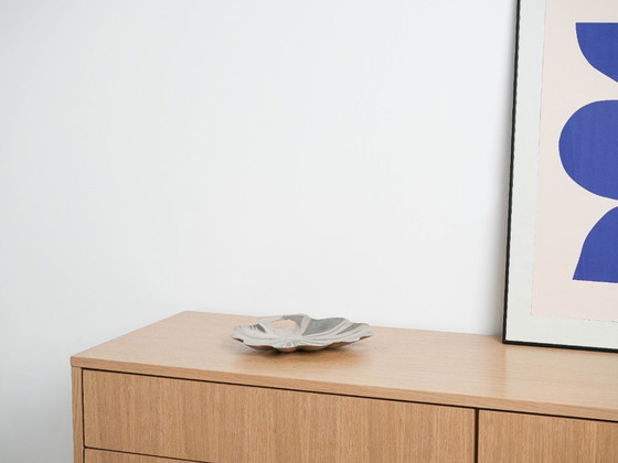 Image 1 of Plat de service en forme de coquillage, acier inoxydable, design danois, années 1970, fabriqué au Danemark