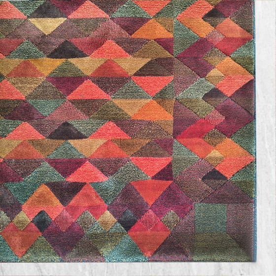 Image 1 of Schitterend geometrisch Italiaans wollen tapijt "Luxor" uit de jaren 80 van Missoni voor T&J Vestor