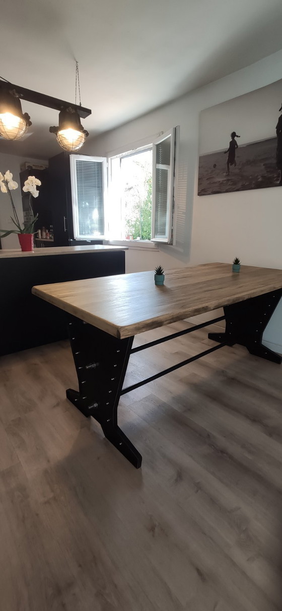 Image 1 of French-made, handcrafted industrial table