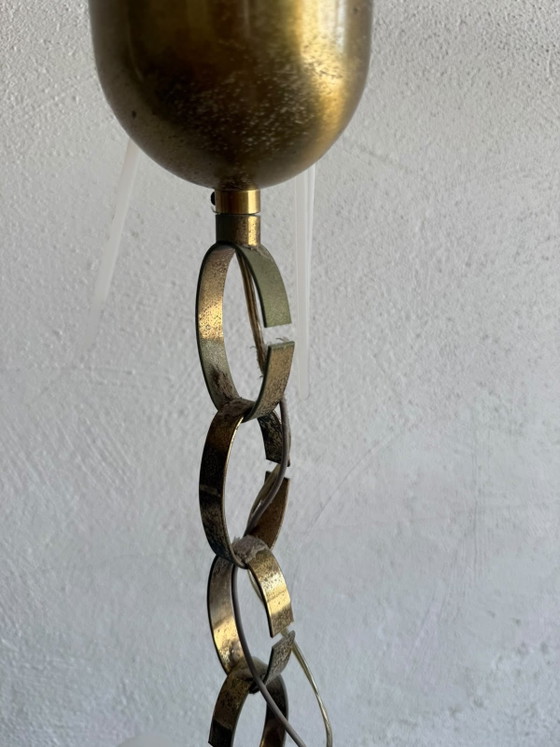 Carlo Nason for Mazzega Murano Glass and Brass Chandelier 70s, Pendant lamps, Gold (photo 3 of 5)