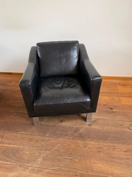 Leolux 2-seater sofa Leather black set with 2 chairs – 3-5 seaters, Metal (photo 3 of 15)