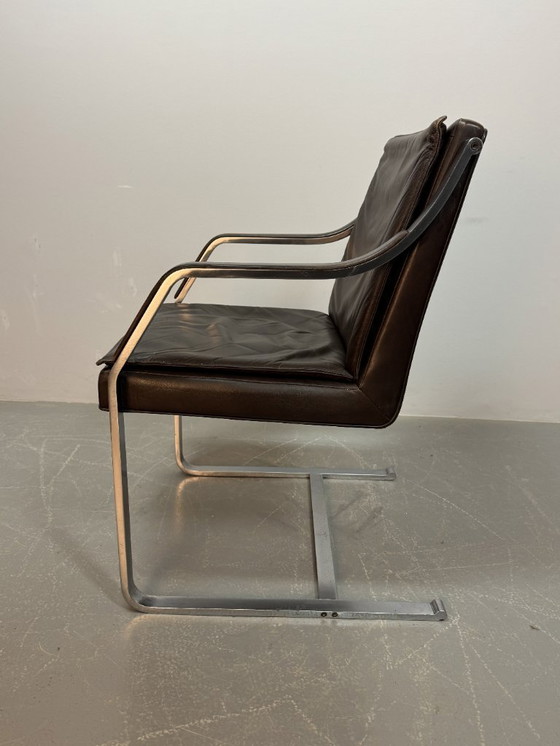 Image 1 of Mid-Century Design Set of Four Sled Leather Dining Chairs by Rudolf Glatzel for Walter Knoll, Germany 1960s 