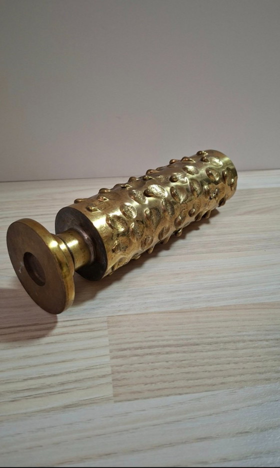 Image 1 of Vintage Brutalist Brass Vase - 60s/70s - Relief