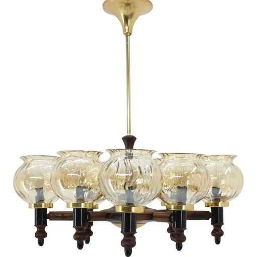 Lampadario in vetro vintage, Repubblica Ceca, anni '60