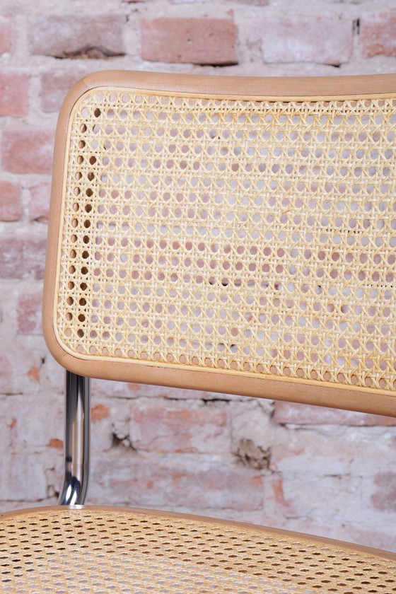 Restored Bauhaus Cesca Chair, by Marcel Breuer, Chrome, Beech, Italy, 1980s, Dining chairs, Rattan, Wood (photo 11 of 15)