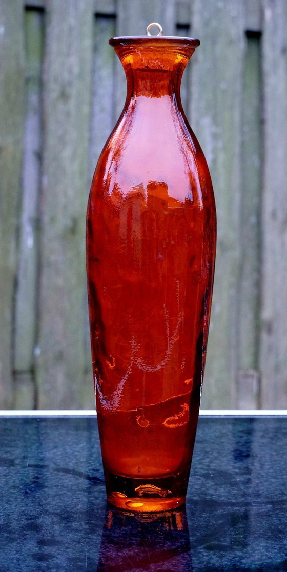 Image 1 of XXL Amber Glass Art Vase - Mid-Century Modern
