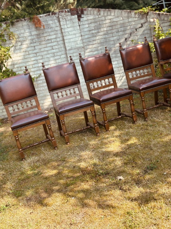Sedie da castello Sedie da pranzo 6 Rovere vintage Pelle – Legno (photo 2 of 22)