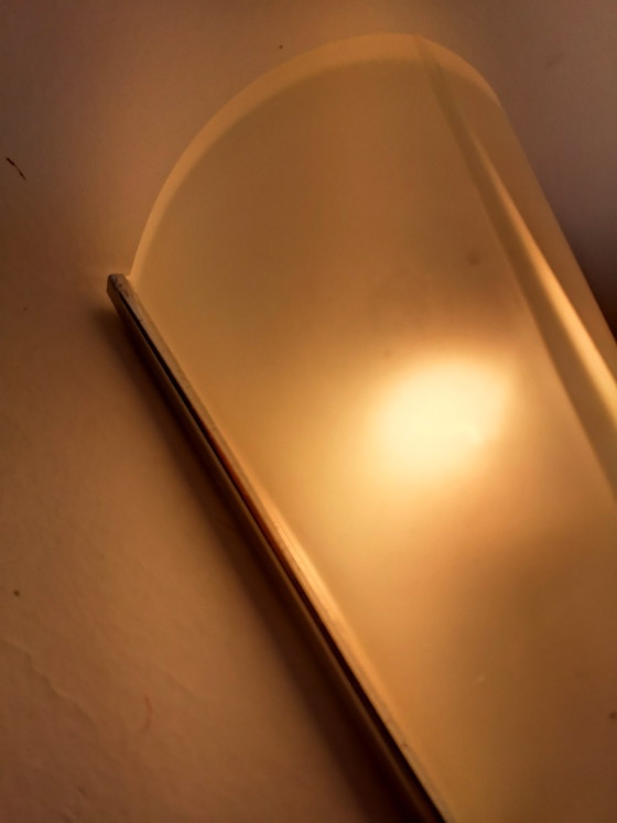Image 1 of Minimalist vintage wall lamp by Hustadt, frosted glass with chrome