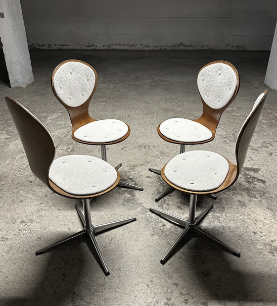 Image 1 of Ensemble de 4 chaises vintage en bois courbé et placage de bois de rose par Elmar Flötotto, Allemagne 1960