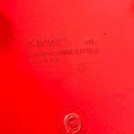 Image 1 of Roter Wäschekorb und Aufbewahrungsmöbel von Anna Castelli für Kartell, 1970er Jahre
