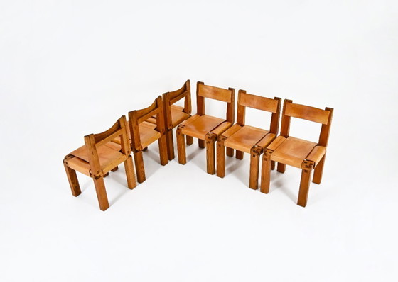 Image 1 of Eetkamerstoelen "S11" van Pierre Chapo, 1966, set van 6