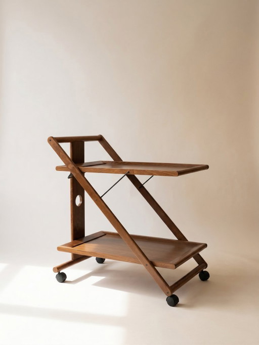Folding wooden serving / serving cart from the 1960s
