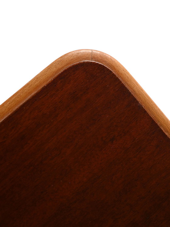 Image 1 of Tavolo da bar in mogano con base in acciaio e stelo intagliato