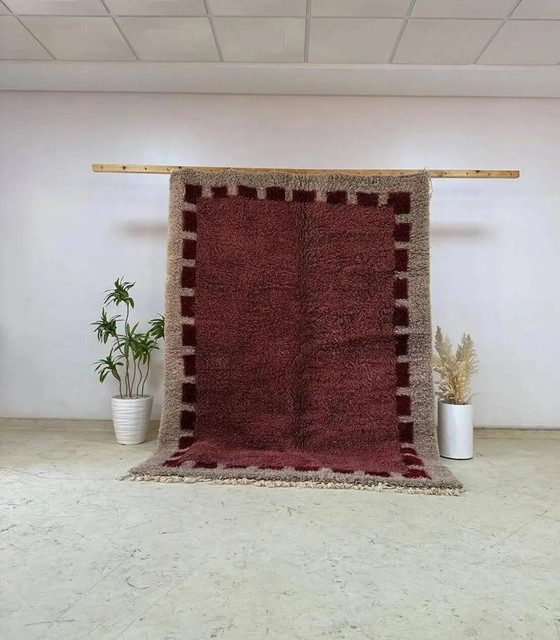 Tapis tissé à la main 150x250 cm, laine, bordeaux, gris, beige, Maroc – Wool, Cotton (photo 3 of 6)