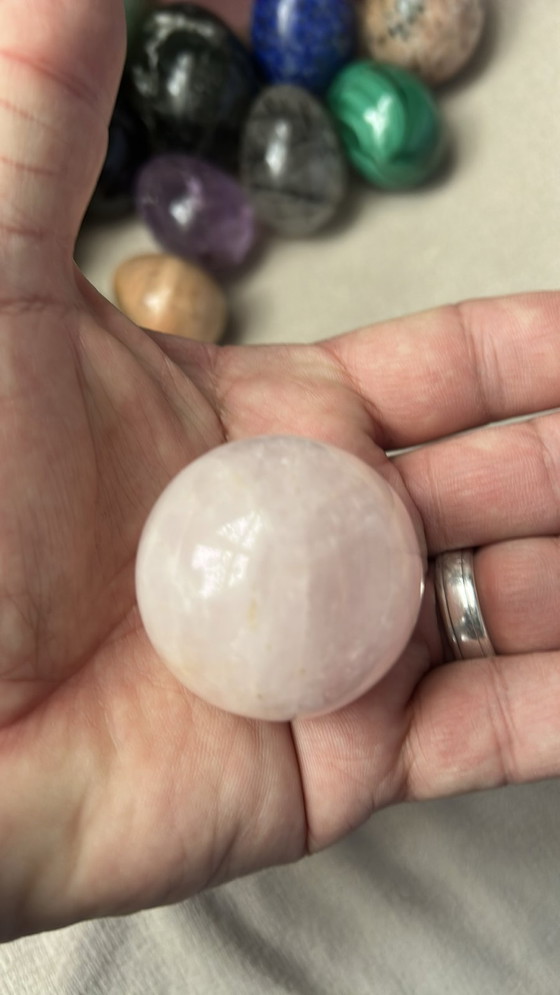 Image 1 of Set of 25 stone eggs in different colors