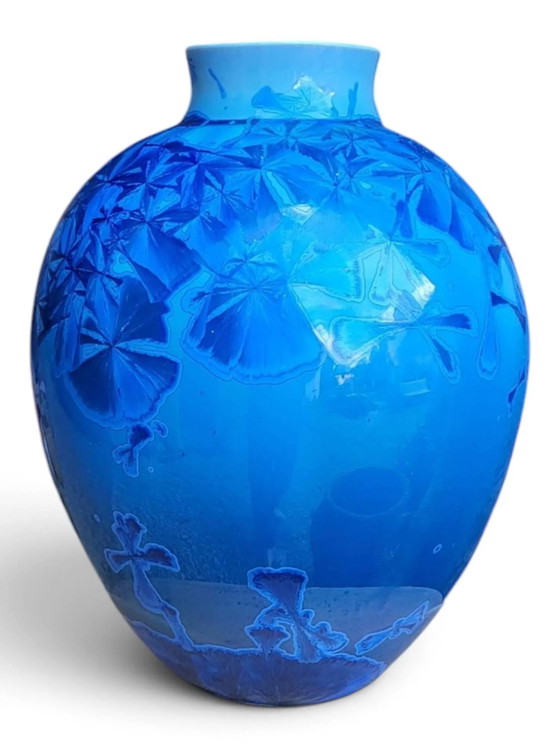 Jarrón de porcelana esmaltada con cristalizaciones azules, Patrice Lusardi – Jarrones, Porcelain (photo 2 of 15)