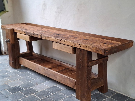 Image 1 of Large oak furniture maker's workbench