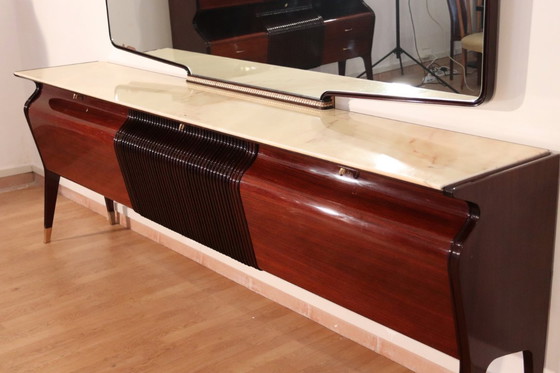 Image 1 of Credenza di metà secolo di Osvaldo Borsani, mogano, palissandro e onice, Italia, anni '50