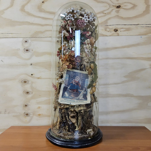 Campana antica molto grande con fiori di Maria cattolica (altezza: 73 cm) Vergine Santissima del Rosario (campana itilana)