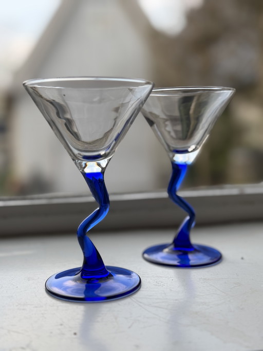 Vintage Memphis Libbey martini glasses from the 1980s, set of 2