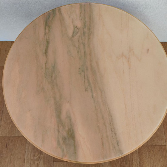 Image 1 of Vintage Round Marble Coffee Table, Coffee Table with brass base and marble top