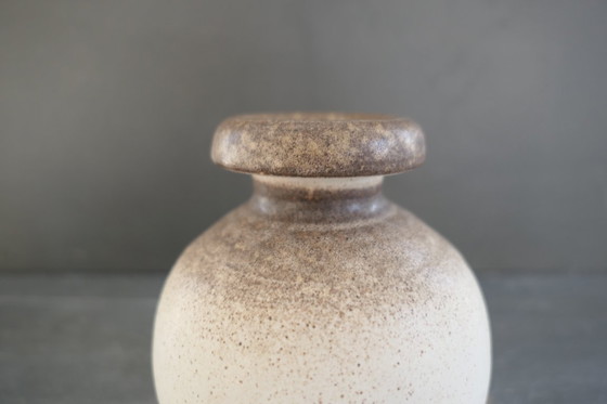 Image 1 of Vintage set of round vases in cream and brown tones