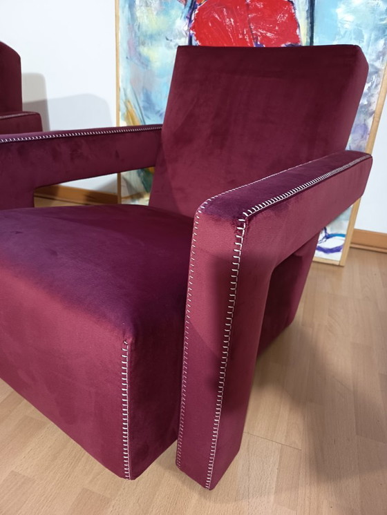 Image 1 of CASSINA 2X Poltrone 637 UTRECHT  (NUOVE MAI USATE) in Velluto 13L Ortigia/Plum con Cuciture in filo Naturale a punta Cavallo