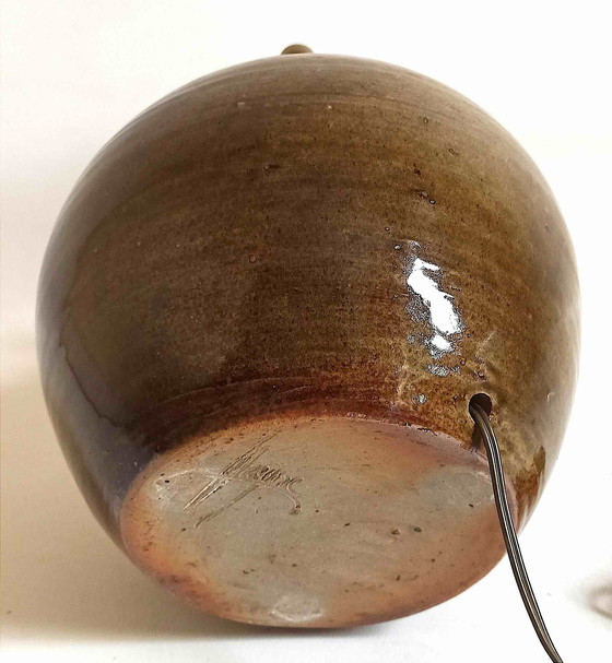 Image 1 of Geëmailleerde aardewerk lamp gesigneerd Alain Magne jaren 70