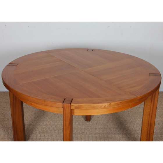 Image 1 of Round extendable wooden dining table produced by Monopoly, 1970