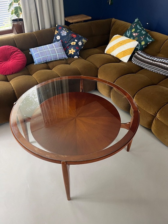 Vintage Round Coffee Table Teak Danish Design Mid-Century Modern – Glass, Wood (photo 8 of 9)
