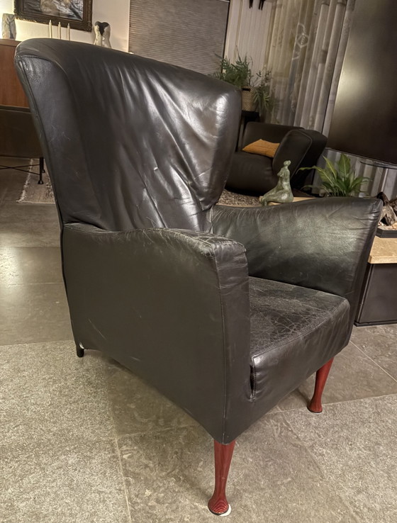 Montis Castor Sessel, Leder, Holz, Schwarz (Foto 4 von 5)