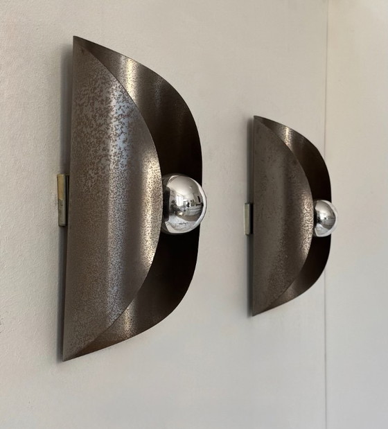Image 1 of Coppia di applique da parete vintage, acciaio piegato, Francia, 1970