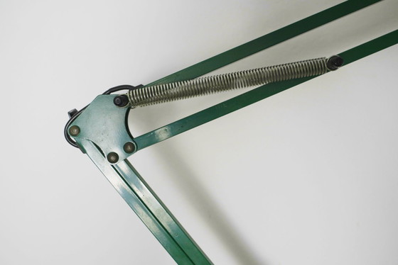 Image 1 of  Fase Architect Desk Lamp 1980s Spanish Adjustable Swing Arm Green Lamp Vintage Clamp Task Light Mid Century Industrial Lighting
