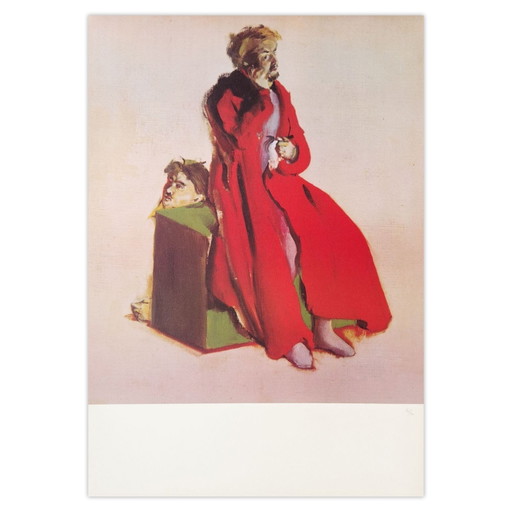 Christian Berard, Uomo con cappotto rosso, fotolitografia, 1974