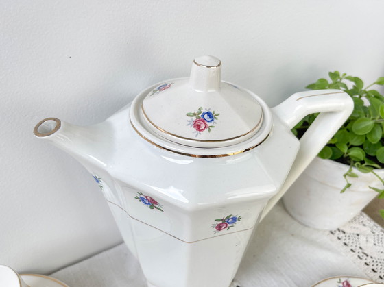 Image 1 of Service à Thé Vintage en Porcelaine Fleurie Digoin Sarreguemines