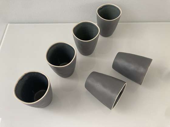 Image 1 of Set Of Six Blue Gray Espresso Cups