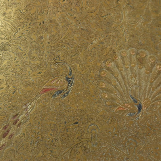Image 1 of Vassoio orientale in ottone a forma di pavone
