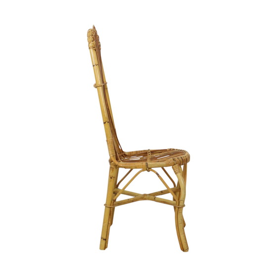 Image 1 of Silla de ratán de bambú boho de mediados de siglo