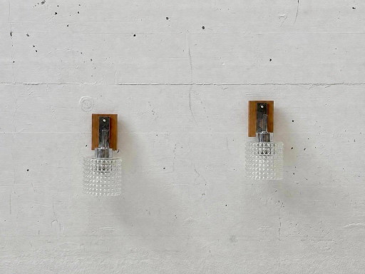 Apliques de pared de mediados de siglo, fabricados en vidrio texturizado, década de 1970. – wandlampen, Glass
