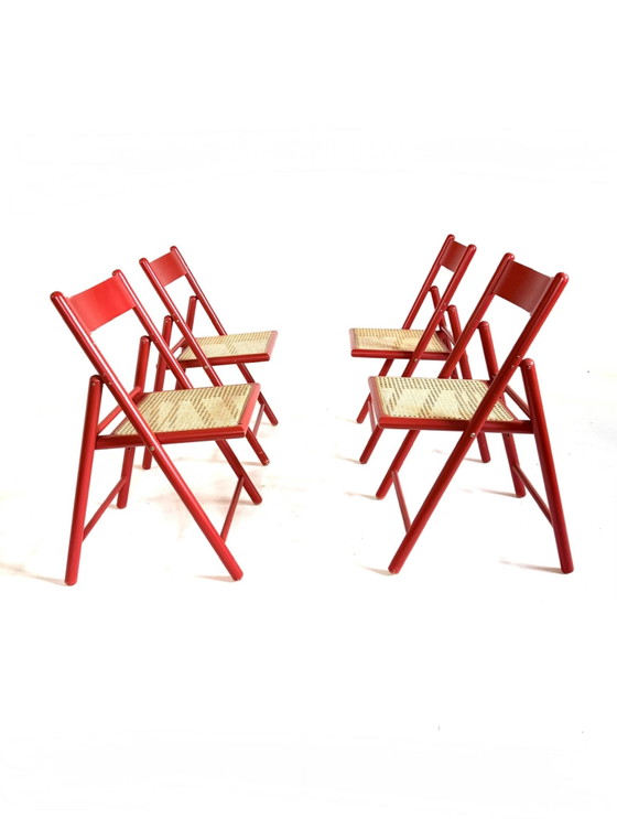 4x sedia pieghevole vintage in webbing anni ‘70 – Sedie pieghevoli, Legno, Vimini (photo 2 of 7)