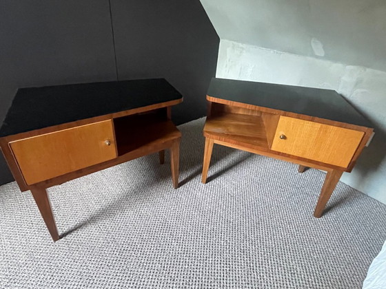 Image 1 of Paar vintage (nacht)kastjes — jaren '50, Belgisch vakmanschap