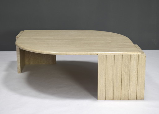 Tavolino in travertino Roche Bobois – Francia, design anni '70 circa