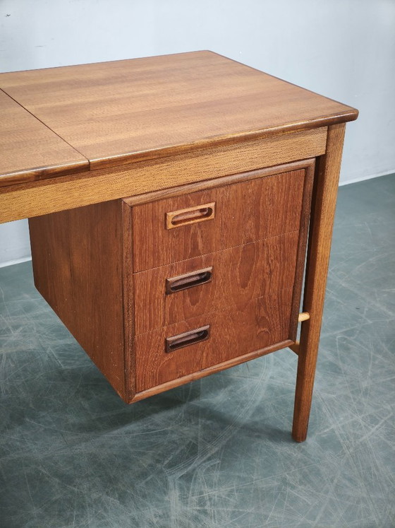 Image 1 of Sven Aage Madsen Teak Vanity Desk with Mirror, Denmark, 1960s